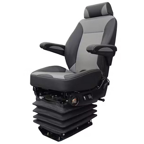 Knoedler Air Chief Standard Base Mid Back Seat With Fas Lumbar, Headrest, Arms, Bellow- Black And Gray Synthetic Leather