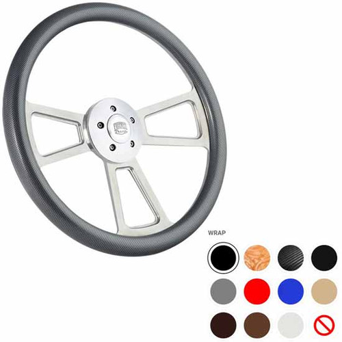Polished Billet Vinyl Half Wrap Muscle Steering Wheel Kit 18 Inch
