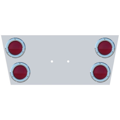14 Inch Stainless Steel Angled Rear Center Panel With Light, Back Plate Options By Roadworks Fits International
