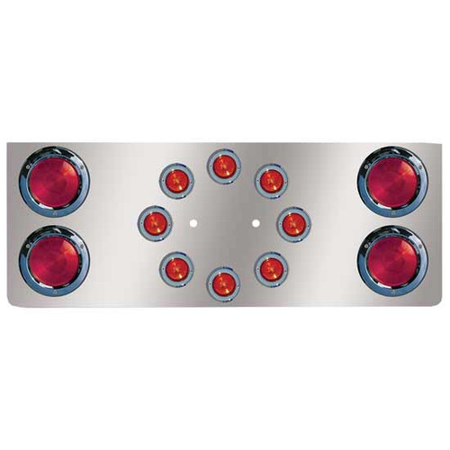Stainless Steel 14 Inch Rear Center Panel With Light, Back Plate Options By Roadworks Fits Mack