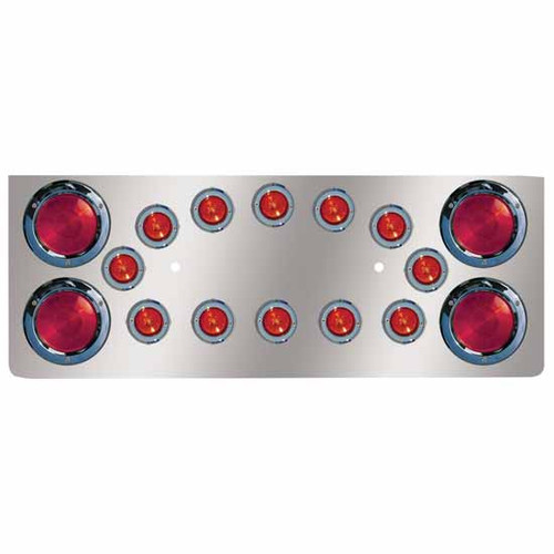 Stainless Steel 14 Inch Rear Center Panel With Light, Back Plate Options By Roadworks Fits Freightliner